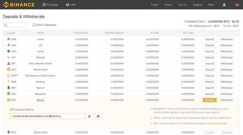 ארנקים של Binance